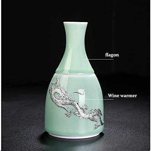 Sake Set Sake Bottle Sake Cups Sake Pot Celadon Sake Set with Gift Box Packaging Decanter Sake Simmering Applicator Dispenser Liquor Glass