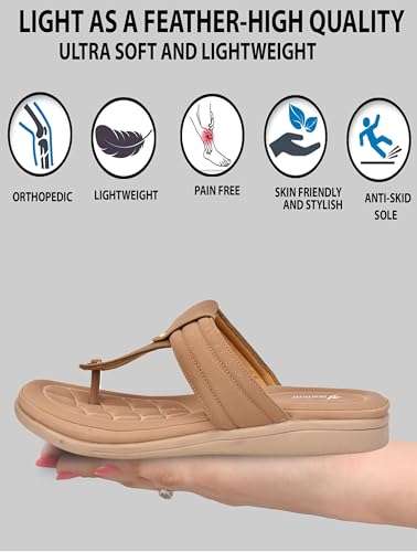 Image of HEALTH FIT EXTRA SOFT Women's Comfortable Memory Foam Doctor Slippers /Flip-Flops|Fashionable Casual & Stylish|Lightweight & Breathable|Outdoor Synthetic Casual Chappals Sandals Ladies & Girls HF28