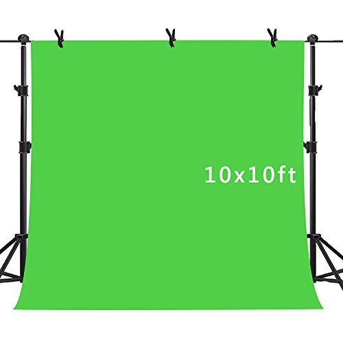 MME Non-Woven Fabric Green Screen Key Green Background for Photography 10x10ft Photo Video Photography Background Studio Chroma Key Screen PURME008