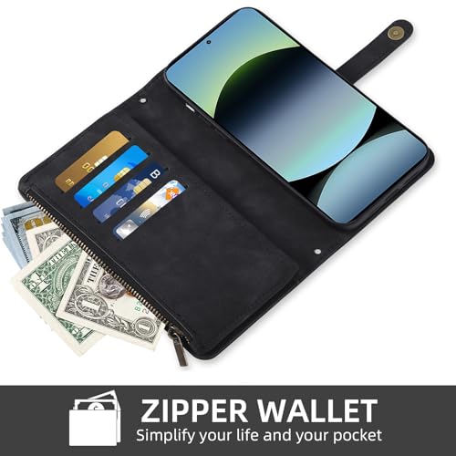 Étui cuir PU Redmi Note 14 4G noir chic avec protection d'écran