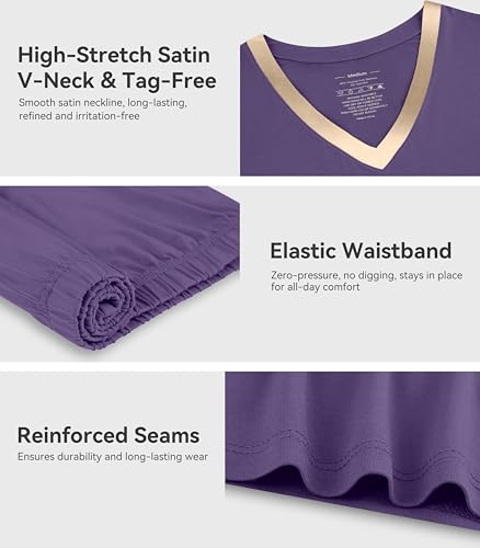 Image of WiWi Viscose from Bamboo Pajamas Set for Women Super Soft Short Sleeve Cooling Summer Plus Size Pjs Sets Sleepwear S-4X