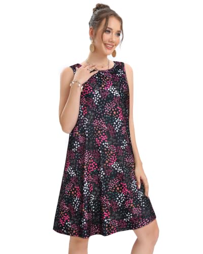 Image of elescat Women's Summer Dresses Casual Sleeveless Loose Sundress with Pocket