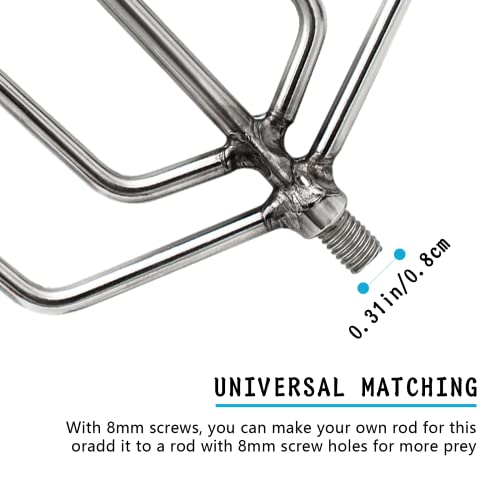 Gefischtter Fishing Harpoon Retractable Telescopic Stainless Steel Fishing Barbed Spear Aluminum Alloy Rod with 8mm Screw for Outdoor Fishing Landing(5 core) - Thumbnail 4