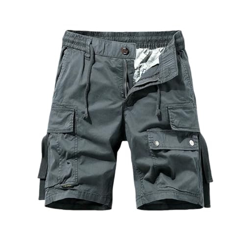 Short cargo en coton uni coupe droite confortable avec poches homme
