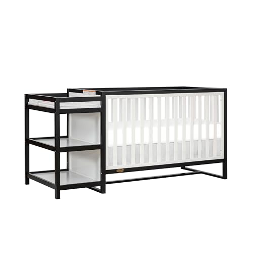 Image of Dream On Me Milo 5-in-1 Convertible Full-Size Baby Crib & Changer with Storage, Black & White, GreenGuard Gold & JPMA, 3 Mattress Heights, 1″ Mattress Pad, Converts to Toddler, Day & Full-Size Bed