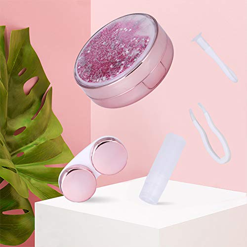 Cute Fashion Contact Lens Case, Color Sparkles Contact Lens Care Vision Care Nobleness Contact Lens Cases Kit with Mirror, Tweezers, Stick Connection, Keep Contact Lens from Drying (Pink) - Thumbnail 4