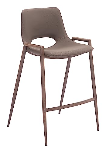 Zuo Desi Walnut 25.6' Engineered Wood & Fabric Counter Stool in Brown/Walnut