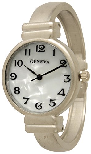 Geneva Metal Bangle Watch Classic Easy Read (Shinny Silver)
