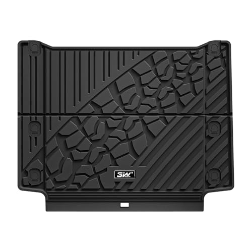 Image of 3W Cargo Liner Custom Fit for Jeep Wrangler 4XE 2021 2022 2023 2024 2025 2026 Hybrid 4 Door (Non JL or JK), All Weather Waterproof TPE Rubber Heavy Duty Trunk Mat, Black