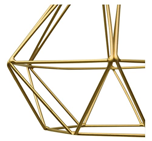 Luminária de Teto Pendente Lustre Modelo Diamante Aramado Dourado - Brasil Decor