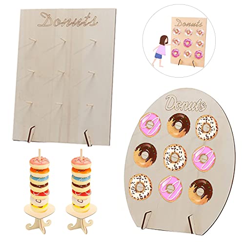 Soporte De Donas De Madera Rústico - Para Bodas, Fiestas O Como Decoración Dulce En Casa