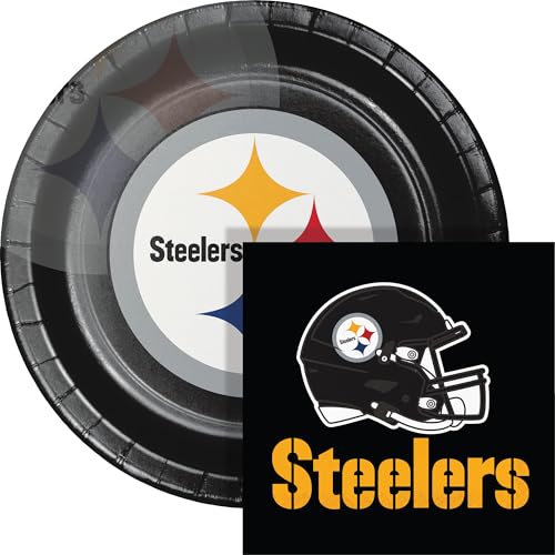 Trendware Pittsburgh Steelers Paper Plate and Napkin Party Kit 72 ct Officially Licensed