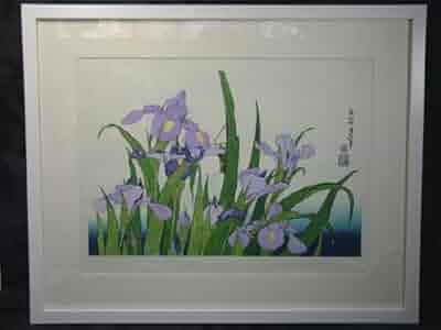 Amazon.co.jp: ◎復刻木版画「葛飾北斎」浮世絵『あやめにきりぎりす