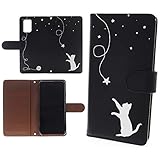 Galaxy S20＋ 5G SC-52A / SCG02 ケース 手帳型 黒色 スマホケース ブラック レザー製 カバー カメラ穴搭載 ネコ シルエット 猫柄 シンプルスタイル ギャラクシー エス トゥエンティ プラス docomo ドコモ au