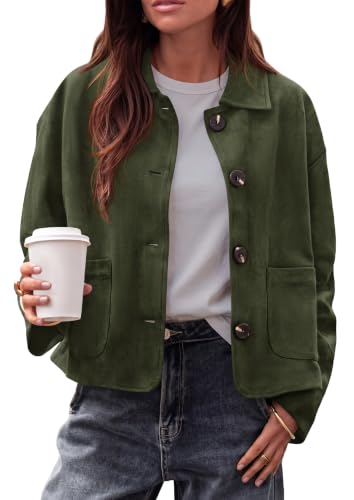 PRETTYGARDEN Faux Suede Casual Cropped Fall Jacket for Women Trendy 2026