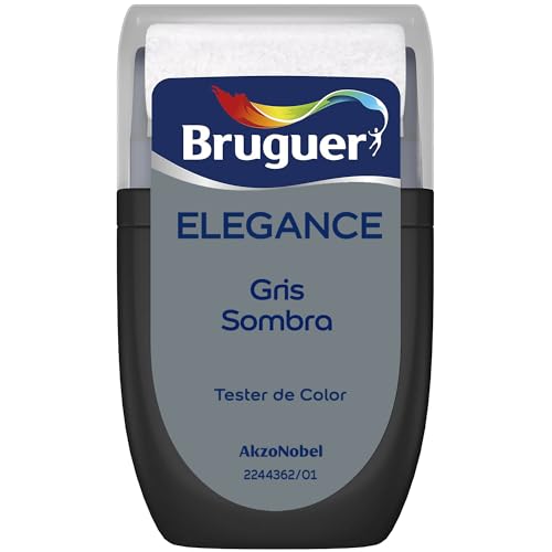 Bruguer ELEGANCE Pintura Monocapa ExtraMate, Paredes y Techos, Interior, Exterior protegido, Alta Durabilidad, UltraLavable, Resistente al Desgaste y Manchas Gris Sombra 30 ml