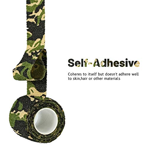 FRESINIDER 9 Rolls Self Adhesive Wrap Athletic Tape Gauze, Breathable Elastic Cohesive Bandage for Sports Injury & Pet (7 Pcs 2\" x 5 Yards + 2 Pcs 1\" X 5 Yards) (Woodland Camo)