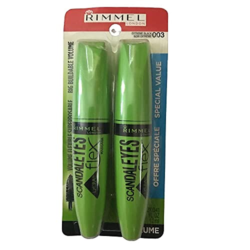 2 Pack Rimmel Scandal Eyes Lycra Flex Mascara, Extreme Black