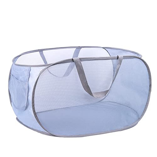 Collapsible Laundry Baskets, Pop Up Laundry Hamper, Foldable Mesh Laundry Baskets (Each With 2 Reinforced Handles)，Gray #TOP24