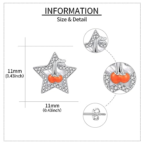 Pendientes de plata de ley con diseño de cereza y arándano con circón 5