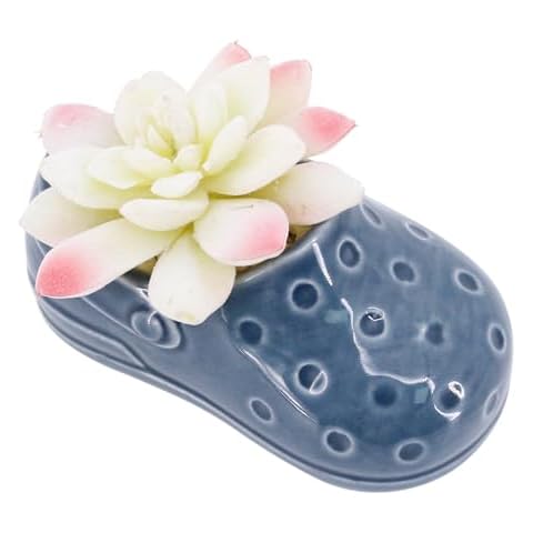 Segreto Creative Succulent Plant Pots Slippers Shoes Pattern Flower Pots Ceramic Planter for Cactus Plants Container Bonsai Pots with Drainage Hole for Home Decor Cover