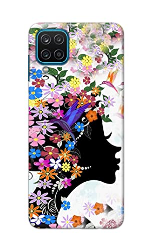 Image of Printed Hard Back Cover Case for Samsung Galaxy A12 Back Cover (Floral Hairstyle Girl) -1803