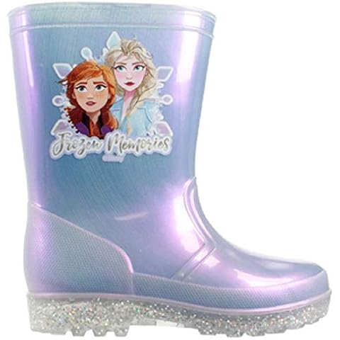 Frozen Girls Wellingtons Disney Slip On Wellies Rubber Anna & Elsa UK 6-12 (UK Child 6) Blue Cover