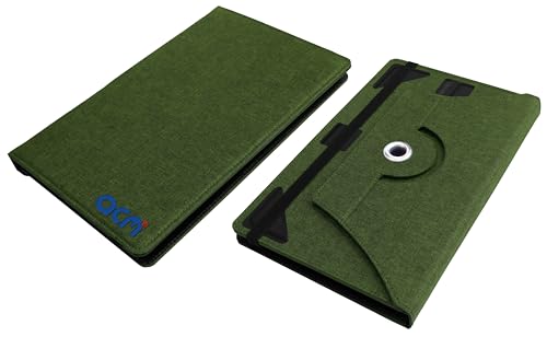 Image of ACM Rotating Nylon Case Cover Viewing Stand Compatible with Brave Ark 12.95 inch Tablet Front & Back Cover Green