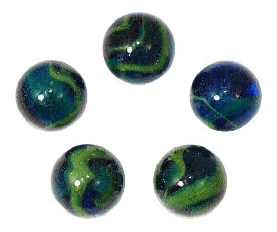 Generic 22mm Sea Turtle Marble 7/8th'' Shooters Pack of 5 Translucent Blue w Swirls