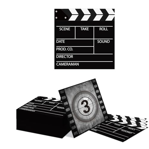 Kotkiddy 40 Stück Filmnacht Einweg Papier Servietten für Geburtstag, Kino Dekor Servietten für...