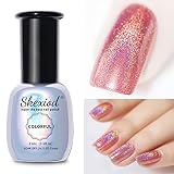 Skexiod Holo Gel Polish, 15ml Pink Holographic Gel Nail Polish Chrome Glitter Soak Off UV Lamp Curin