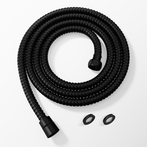 JOMOO Shower Hose, 99 Inch Extra Long Handheld Shower Hose Extension Flexible Stainless Steel Flexible Shower Head Sprayer Hose Attachment, Matte Black by JOMOO - Used condition - US$18.39