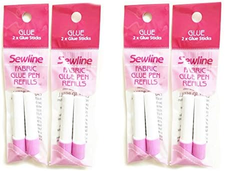 Sewline fabric glue, 4 x double refill pack FAB50013, EPP, no pins, dries clear, sewing & paper piecing