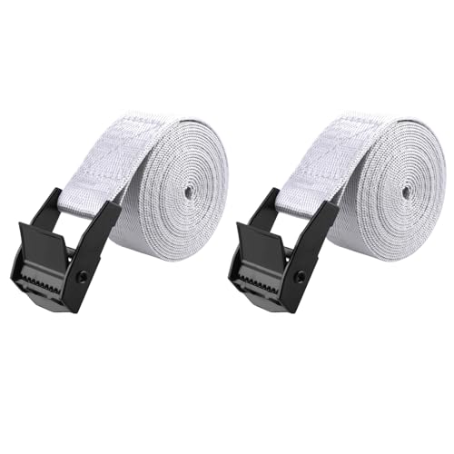 Image of TRIWONDER Cinch Tie Down Straps Cam Buckle Lashing Strap Nylon Small Ratchet Heavy Duty Belts for Packing Cargo Battery Bike Car Roof Rack Kayak Truck (01# Grey - 2 Packs, 9.8 FT)