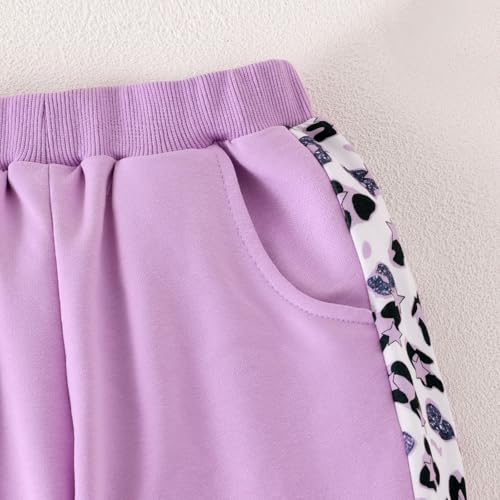 Image of Girls Clothes Fall Winter Toddler Outfits Leopard-print Hoodie Sweatshirt + Sweatpants 2 Piece Set 4-12 Years