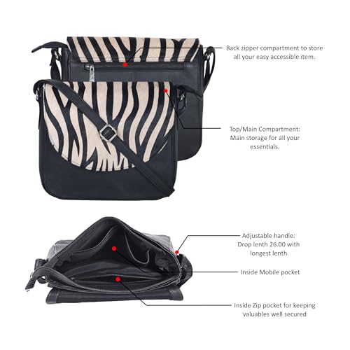 Image of Genuine Leather Shoulder Crossbody Purse For Women with Adjustable Strap, Mobile Pocket & Outside & Inside Zipper