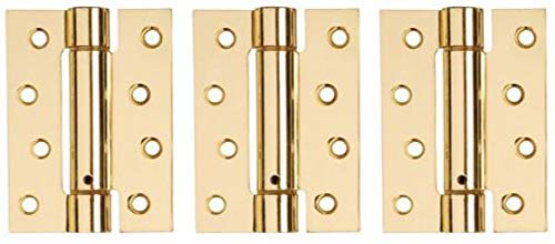 DISCOUNT HARDWARE UKExcel 3 x Fire Door Hinges Single Action Residential Adjustable Self Closing Spring - Polished Electro Brass by Discount Hardware UK