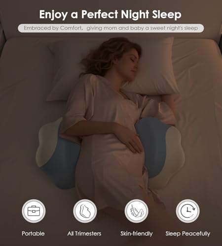 Image of Memory Foam Pregnancy Pillows for Sleeping, Side Sleeper Maternity Pillow Support for Back Belly HIPS, Adjustable Wedge Pillow for Pregnant Women, Side Sleeping Pregnant Pillows with Pillowcase