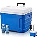 FOHERE Cooler, Nevera Portatil con Ruedas y Asa - 41L de Capacidad, Aislamiento Térmico de Espuma PU, Mantiene la Comida y Bebidas Frías hasta 92 Horas, Ideal para Camping, Playa y Picnics​