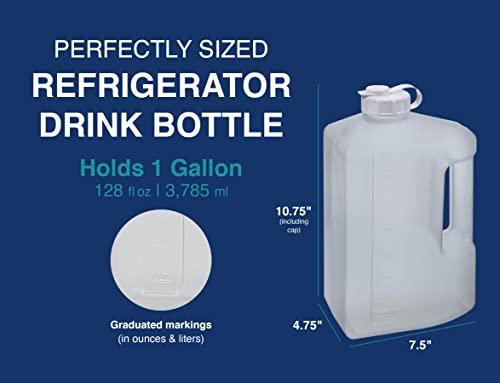Arrow 1 Gallon Plastic Jug for Cold Drinks - Refrigerator Bottle with Cap, Easy-Pour Spout and Graduated Markings - Made in USA, BPA Free Plastic - Ideal for Water, Iced Tea, Juice, Milk - Thumbnail 7