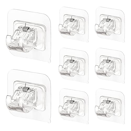 allgemein 8 Pcs Adhesive Curtain Rod Holder, No Nail Curtain Rod Brackets Free Perforated Transparent Curtain Fixing Bracket for Hanging Curtains, Towels, Bathroom Curtain Rod Holder Hooks for Home