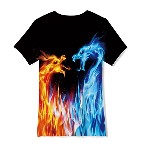 Children Novelty Dragon Print T-Shirt For Daily School 13-14T Boys Girls Carnival Masquerade Tops #TOP1