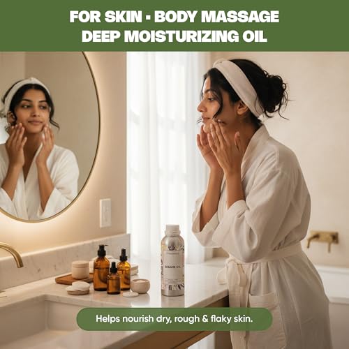 Image of VedaOils Cold Pressed Sesame Oil 100ml | 100% Pure Sesame Hair Oil for Hair Growth, Body Massage & Skin Care | Rich in Vitamins for Dry & Flaky Skin