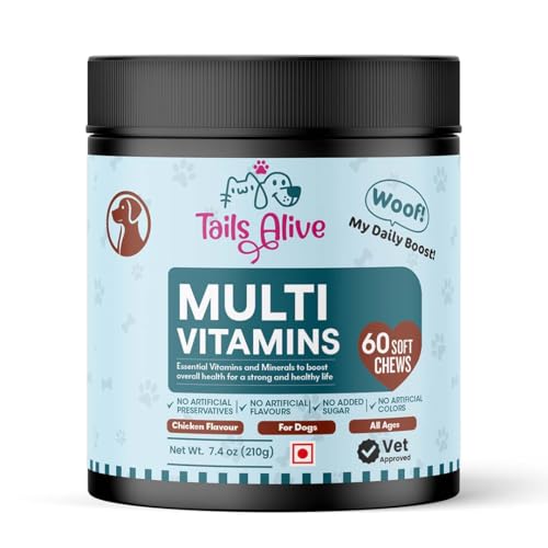 Image of 15-in-1 Multivitamin Soft Chew Supplements for Dogs | Daily Vitamins & Minerals for Immunity, Energy & Growth | Cold-Pressed, Vet Approved | Chicken Flavour | For All Breeds - 60 Soft Chews
