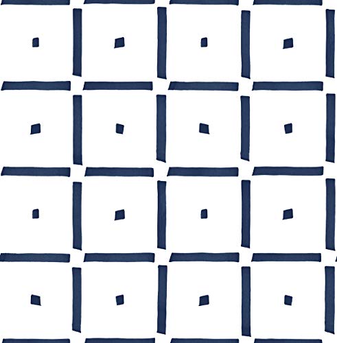 NextWall Check and Spot Geometric Peel and Stick Wallpaper (Navy Blue)