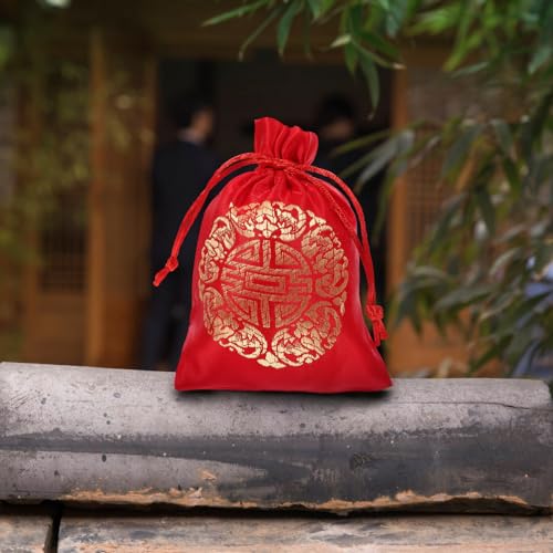 CLISPEED 20pcs Candy Bags for Year Celebration Decorative Drawstring Pouches for Jewelry Sweets Elegant Design for Spring Festival Lunar Year Events4
