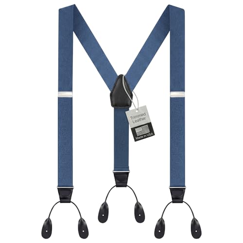 Image of HOLD'EM Tuxedo Button Suspenders for Men - Mens Dress Suspenders Formal | 100% Genuine Leather | Made in USA | Regular & Tall