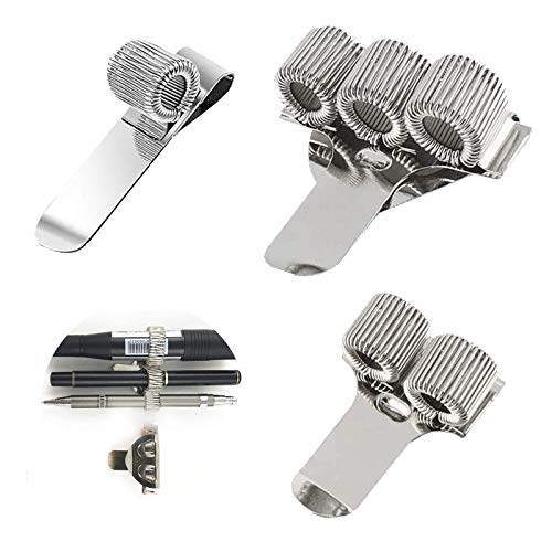 Portalápices Magnético De Metal Organizador De Clip Para Bolígrafo De Metal Portalápices De Acero Inoxidable Para Sujetado En Cuadernos Bolsillos De Camisa Libros Bolígrafos Estacionarios 3 Piezas