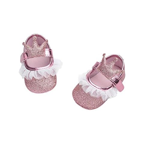 DEBAIJIA Baby Mädchen Prinzessin Schuhe Kleinkind Schöne Krone Spitze Weiche Sohle rutschfeste Kunstleder Cover