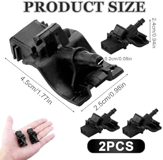 2-Pack Car Front Windshield Washer Jet 1902209 EB3B-17666-AA EB3B17666AA Jet Wiper Nozzles Replacement for Ford Ranger ix35 MK2 Mk4 2015 TKE Front Car Windscreen Cleaning Washer Nozzle (Black)